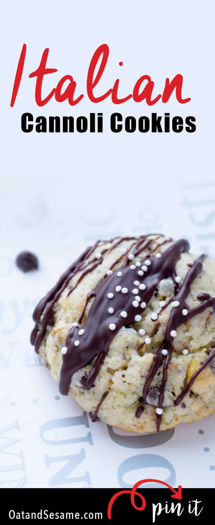 Italian Cannoli Cookies with Chocolate Drizzle - Oat&Sesame